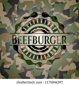 Beefburger on camouflage texture