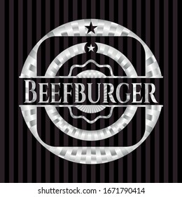 Beefburger silvery badge or emblem. Vector Illustration. Mosaic.