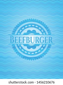 Beefburger water wave emblem. Vector Illustration. Detailed.