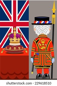 Beefeater costume at Tower of London and Crown, England 