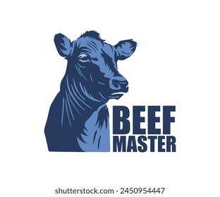 BEEFMASTER CATTLE LOGO, silhouette of great cow head vector illustrations