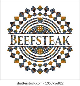 Beefsteak arabic emblem. Arabesque decoration.