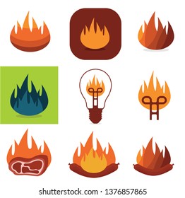 Beefsteak with flame, Flame, fire icon vector