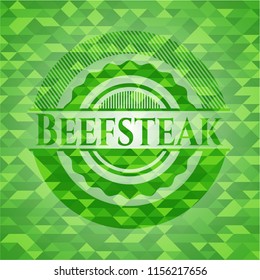 Beefsteak green emblem with triangle mosaic background