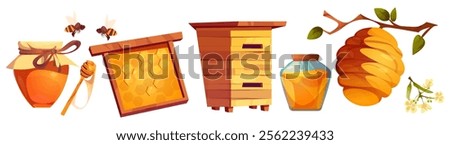 Similar – Image, Stock Photo Beehive from above with many bees