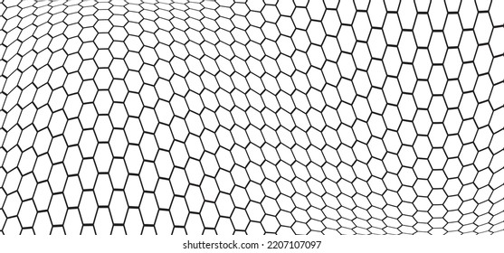 Beehive background. Honeycomb, bees hive cells pattern. Vector geometric seamless texture symbol. Honey, beehive wave texture background. Football, soccer ball net raster.  Football goal