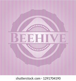 Beehive badge with pink background