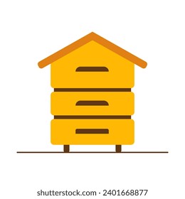 Beehive. Bee houses made of wood. Vector illustration