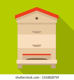 Beehive bee wooden box vector icon. Flat illustration of beehive bee wooden box vector icon for web design