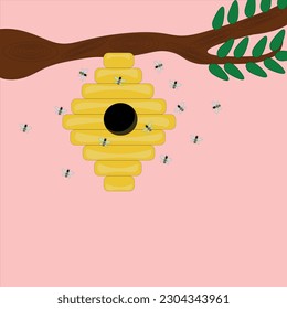 beehive, bees, tree, apiary, nature, honey
