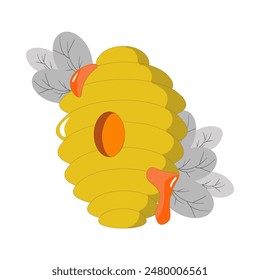 Beehive cartoon pattern isolated background. It can be used for paper designs, gift wrapping, textiles, etc.