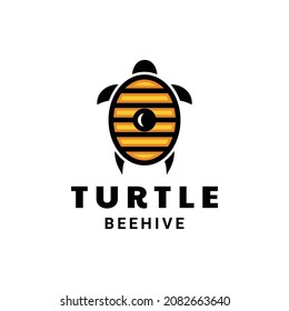 Beehive combination with turtle in white background, template vector logo design