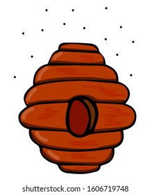 Beehive doodle icon colorful and beautiful. Hand-drawn vector illustration.Vector illustration for badge, logo, sticker, print.