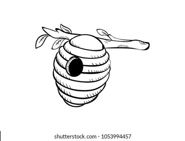 beehive doodle icon vector 