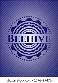 Beehive emblem with denim texture
