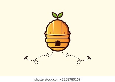 Beehive Ingeniería Ilustración vectorial con logotipo, colmena de enganche, servicio, abeja de construcción, contratista, etc