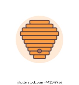 Beehive flat icon. Vector colorful bee hive concept symbol or logo element