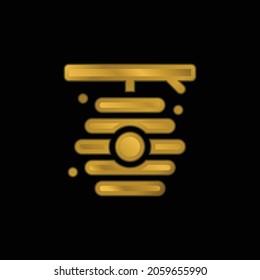 Beehive gold plated metalic icon or logo vector