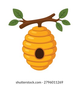 Beehive Hanging from a Tree Branch Illustration