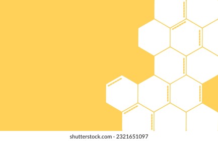 Colmena con células de cuadrícula hexagonales en la ilustración del vector de fondo amarillo.