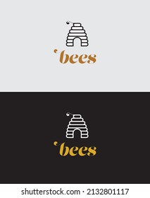 Beehive, imagen gráfica vectorial del logo de la colmena. Icono de la colmena diseño plano estilo de logotipo vectorial gráfico. Logotipo retro digital de colmenas de colmena aislado en fondo blanco y negro 
