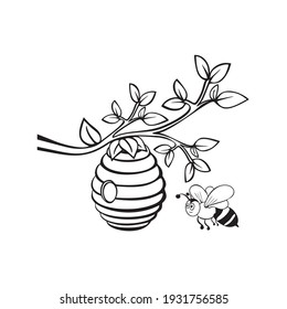 Beehive with Honey Bee, Bumble Bee vector