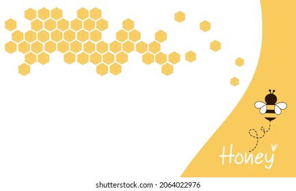 Beehive honey and bee cartoon on white yellow background vector illustration.