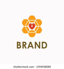 Beehive honey bee nature food or beauty  product logo template