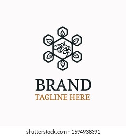 Beehive honey bee nature food or beauty  product logo template