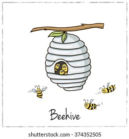 Beehive. Honey Collection.  Vector illustration of honey for design menus, recipes and packages product.