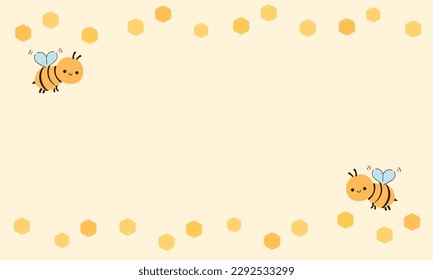 Beehive honey sign and bee cartoons on yellow background vector illustration.