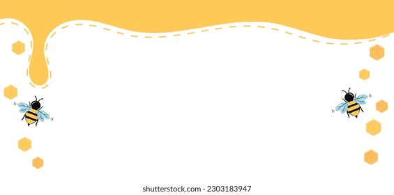 Beehive honey sign with bee cartoons on white background vector illustration.