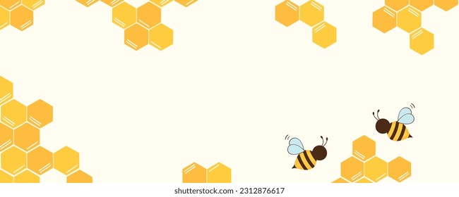 beehive honey sign with bee cartoons on yellow background vector illustration.
