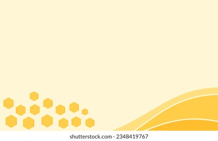 Beehive honey sign with hexagon grid cells and honey wave on yellow background vector illustration.