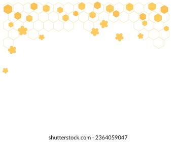Beehive honey sign with hexagon grid cells and flower on white background vector illustration.
