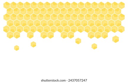 Signo de miel de abeja con celdas de cuadrícula hexagonal aisladas en vector de fondo blanco.