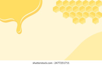 Beehive honey sign with hexagon grid cells and honey drop on yellow background vector.