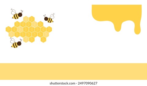 Beehive honey sign with hexagon grid cells and honey drop icon signs  vector.