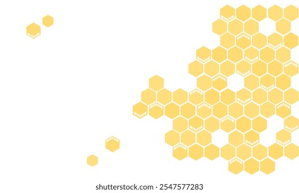 Beehive honey sign with hexagon grid cells isolated on white background vector.