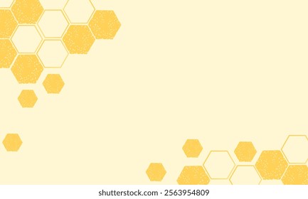 Beehive honey sign with hexagon grid cells on yellow background vector.