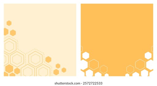 Beehive honey sign with hexagon grid cells on yellow backgrounds vector.