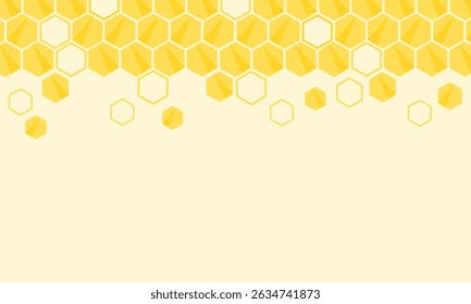 Beehive honey sign with hexagon grid cells on yellow background vector.