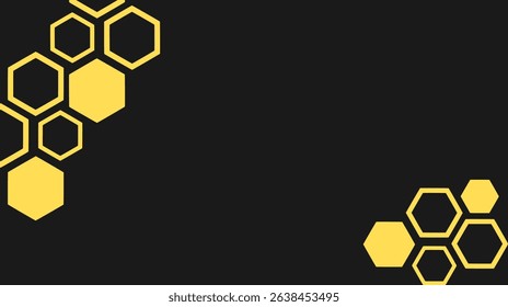 Beehive honey sign with hexagon grid cells on black background vector.