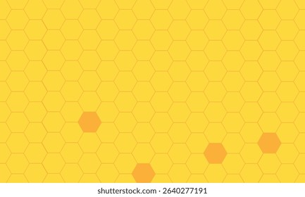 Beehive honey sign with hexagon grid cells, bee cartoons, wild flower and green branch on yellow background vector illustration. EPS 10 . 