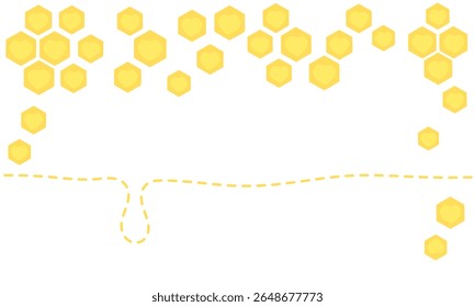 Beehive honey sign, hexagon with a heart inside and honey drop line icons isolated on white background.