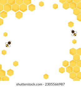 Beehive honey sign logo with bee cartoon on white background vector illustration.