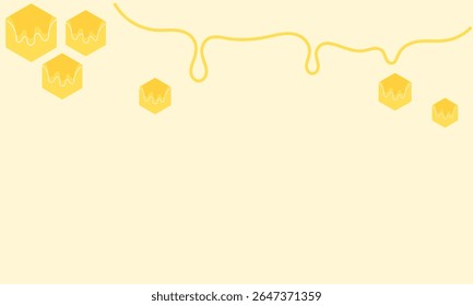 Beehive honey signs with hexagon grid cells and honey drop line icon on yellow background vector. 