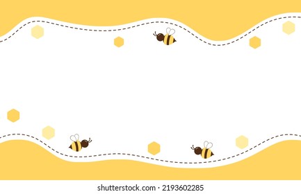 Beehive honeycomb banner with honey wave bee cartoons vector illustration.