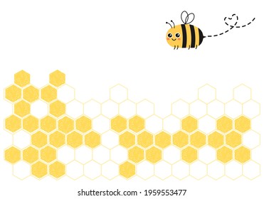 Beehive honeycomb and bee cartoon isolated on white background vector illustration.