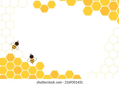 Beehive honeycomb with bee cartoons on white background vector illustration.